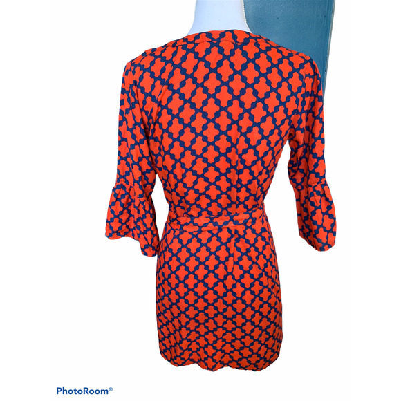 Escapada preppy print dress red and navy M - Picture 6 of 6